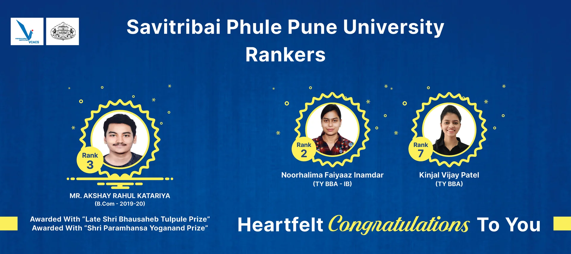 SAVITRIBAI PHULE PUNE UNIVERSITY RANKERS